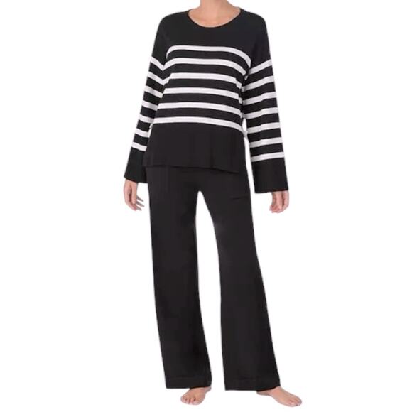 Kate Spade NWT Size XL Black White Mariner Striped TWO PIECE Pajamas Lounge Set - Picture 1 of 14